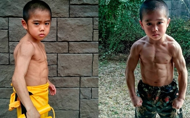 Cậu bé Nhật 8 tuổi cơ bắp như Lý Tiểu Long cau be nhat 8 tuoi co bap nhu ly tieu long