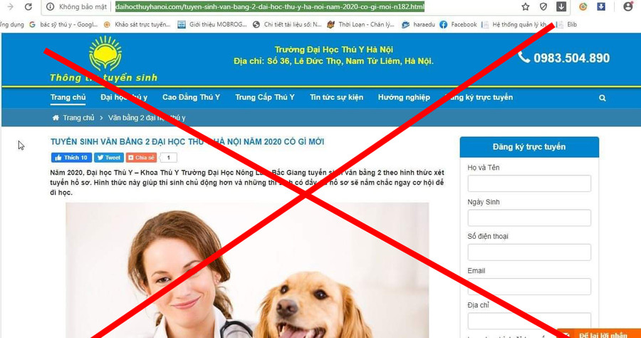 Xuất hiện thông tin tuyển sinh đại học sai sự thật về Trường Đại học Nông - Lâm Bắc Giang