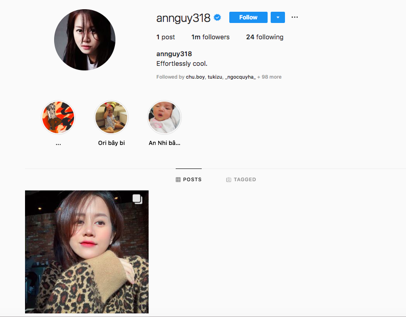 Instagram 1 triệu followers của An Nguy bỗng nhiên trống trơn, chỉ còn lại duy nhất 1 bài đăng - Ảnh 1. Instagram 1 triệu followers của An Nguy bỗng nhiên trống trơn, chỉ còn lại duy nhất 1 bài đăng - Ảnh 1.