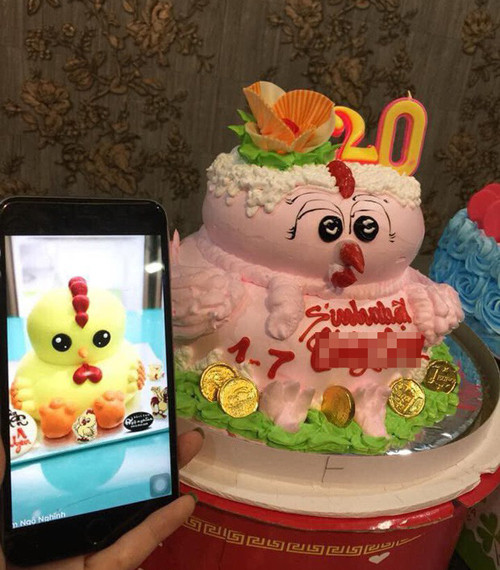 “Ngã ngửa” nhận chiếc bánh kem hình con gà dễ thương đặt mua trên mạng ảnh 2 Hàng nhận về tay thì ra thế này.