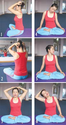 yoga giải tỏa căng thẳng- tư thế đốt sống cổ