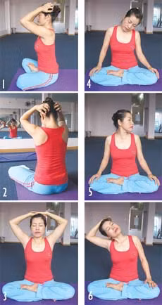 yoga giải tỏa căng thẳng- tư thế đốt sống cổ