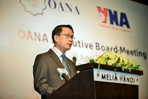 Tổng Giám đốc TTXVN Nguyễn Đức Lợi: Đổi mới và sáng tạo là điều mang tính sống còn đối với báo chí hiện đại. Ảnh: VGP/Nhật Bắc.