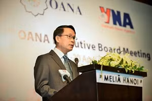 Tổng Giám đốc TTXVN Nguyễn Đức Lợi: Đổi mới và sáng tạo là điều mang tính sống còn đối với báo chí hiện đại. Ảnh: VGP/Nhật Bắc.