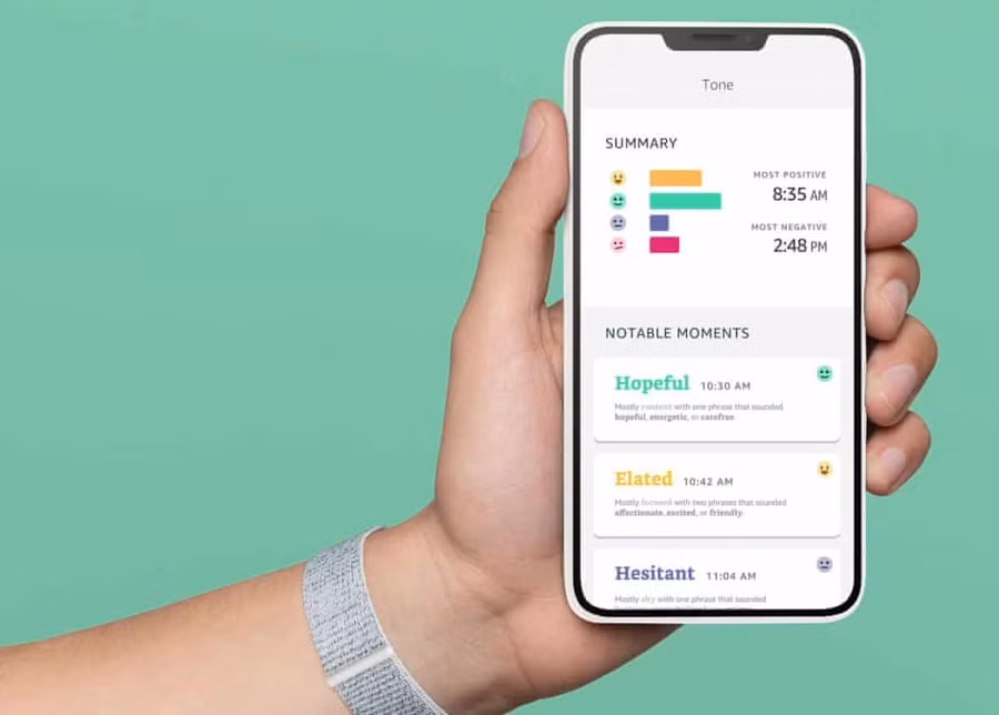 Amazon Halo có thể đánh giá tâm trạng và mức độ căng thẳng. (Ảnh: Amazon).