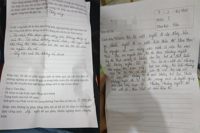 Lời vong phán được người của nhà chùa ghi lại hộ người thỉnh.