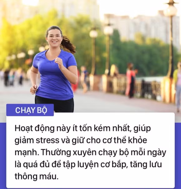 thể dục, chạy bộ, dọn nhà, leo cầu thang, những bài tập thể dục tốt