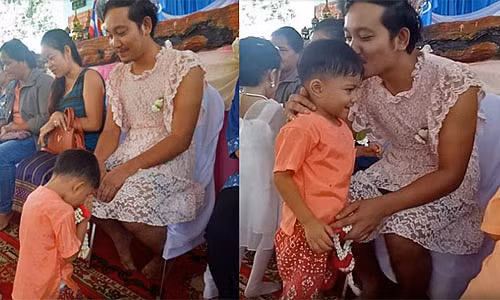 Ông bố mặc váy ren đến trường con trai vì lý do ít ngờ - Hình 1