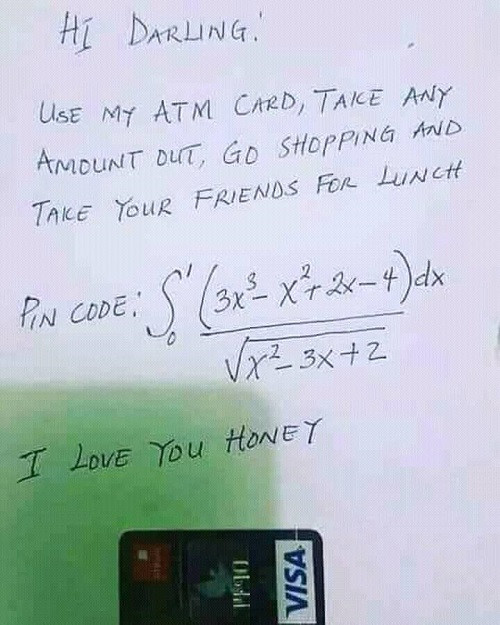 Em yêu, hãy dùng thẻ ATM của anh, tiêu bao nhiêu cũng được, đi mua sắm và mời hội bạn của em ăn trưa thoải mái nhé. Mã pin là&.