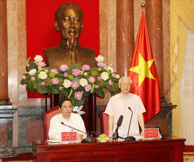 Tổng Bí thư, Chủ tịch nước gặp mặt đại diện Đoàn Chủ tịch Ủy ban Trung ương MTTQ Việt Nam ảnh 2 Chú thích ảnh