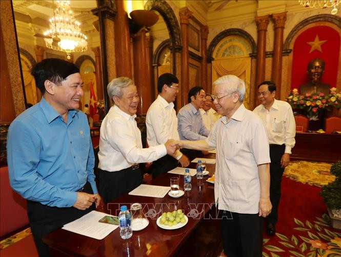 Tổng Bí thư, Chủ tịch nước gặp mặt đại diện Đoàn Chủ tịch Ủy ban Trung ương MTTQ Việt Nam ảnh 1 Chú thích ảnh