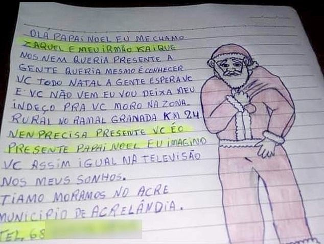 Bức thư gây sốt mạng xã hội của bé Zaquel da Silva Costa.