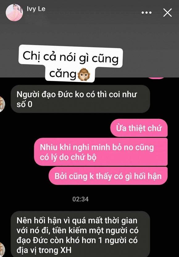 Ivy Lê mới bóng gió ai đó giữa lùm xùm của chồng cũ.