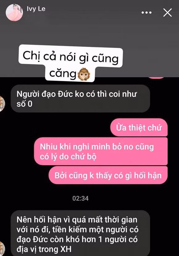 Ivy Lê mới bóng gió ai đó giữa lùm xùm của chồng cũ.