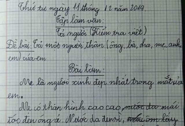 Bài văn tả mẹ của học sinh tiểu học khiến người đọc không nhịn được cười.