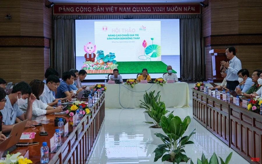 Quang cảnh buổi họp báo Lễ hội sen Đồng Tháp 2022.