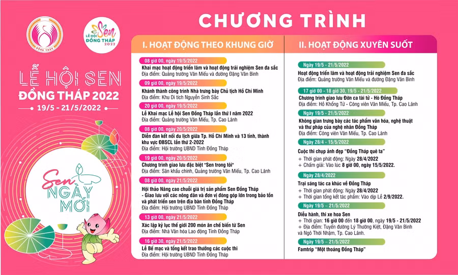 Chương trình Lễ hội Sen Đồng Tháp 2022.