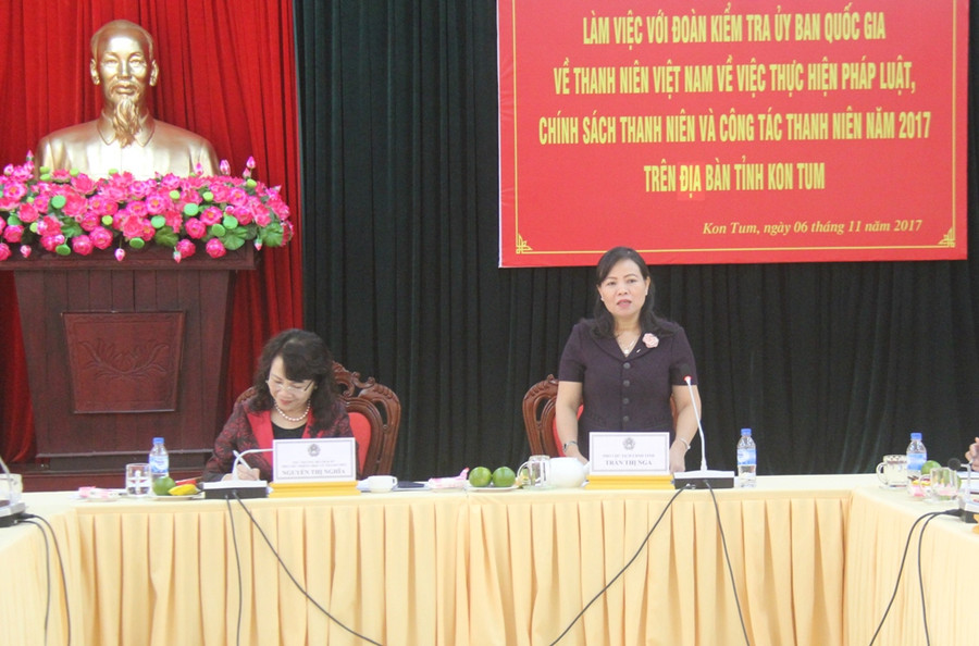 Phó chủ tịch UBND tỉnh Trần Thị Nga phát biểu tại buổi làm việc