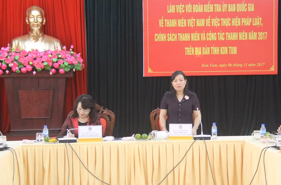 Phó chủ tịch UBND tỉnh Trần Thị Nga phát biểu tại buổi làm việc