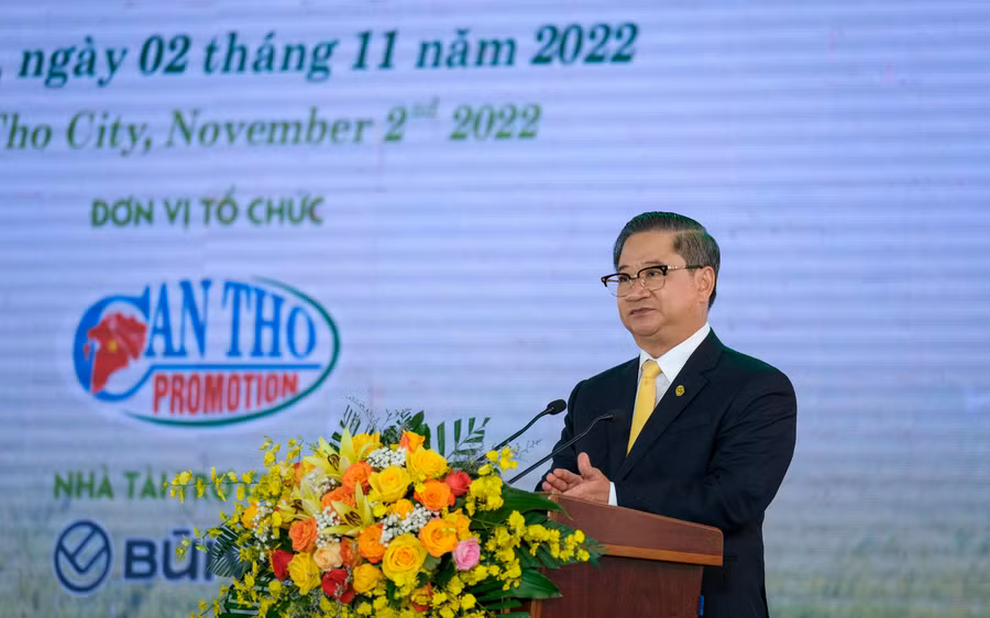 Ông Trần Việt Trường, Chủ tịch UBND TP Cần Thơ phát biểu khai mạc Hội chợ Nông nghiệp Quốc tế Việt Nam năm 2022.