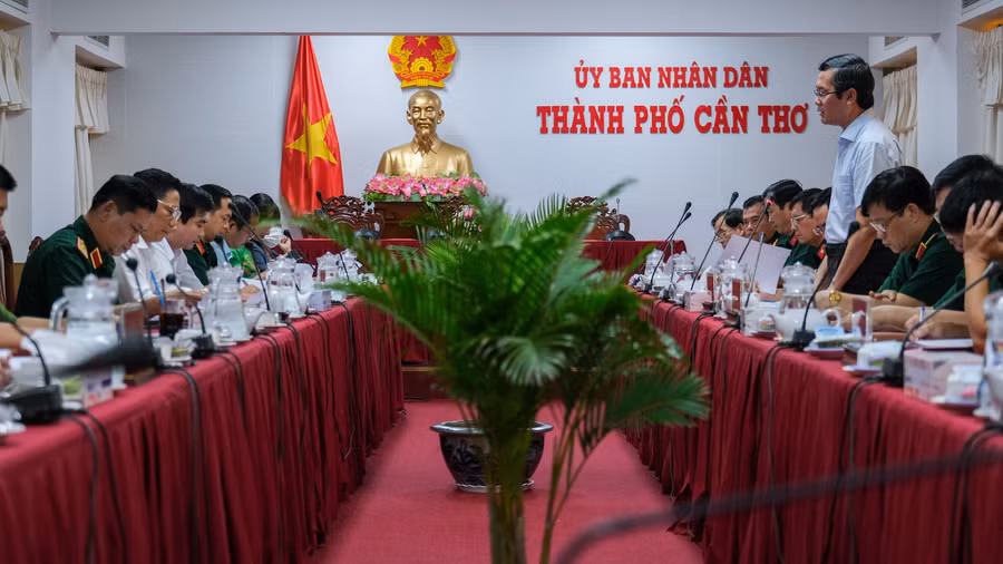 Quang cảnh buổi làm việc về công tác chuẩn bị hội thao