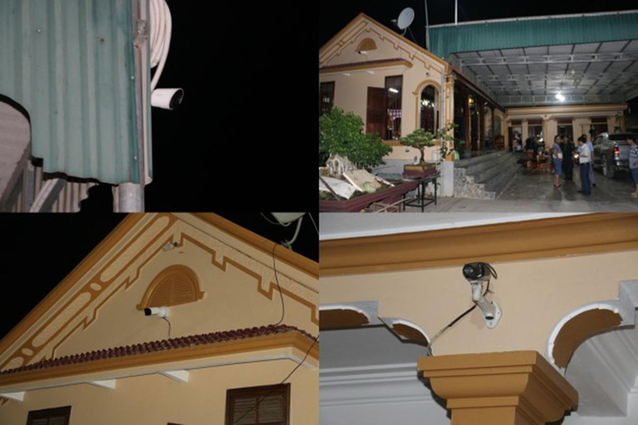 Nhà ở của đối tượng Vũ Đình Sâm được bố trí dày đặc hệ thống camera. Nhà ở của đối tượng Vũ Đình Sâm được bố trí dày đặc hệ thống camera.