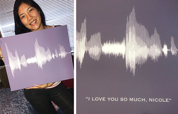 14 bức ảnh chứng minh ngôn tình vẫn hiện hữu ngoài đời thực ảnh 9 Người đàn ông của tôi đã vẽ lại sóng âm thanh câu nói yêu tôi của anh ấy