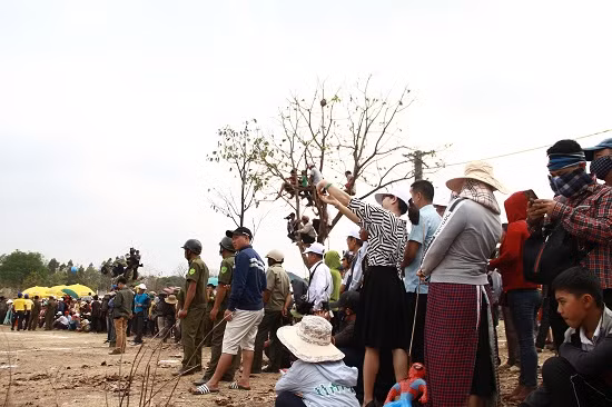 Hàng nghìn khán giả đội nắng, hào hứng tham gia cổ vũ cho các chú voi.