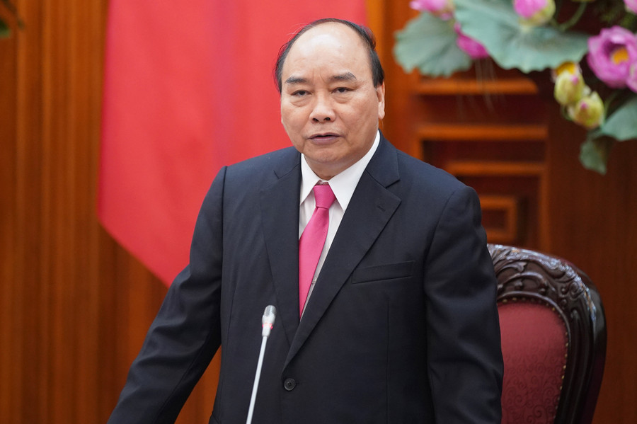 Thủ tướng Nguyễn Xuân Phúc phát biểu tại buổi họp. Ảnh: VGP/Quang Hiếu