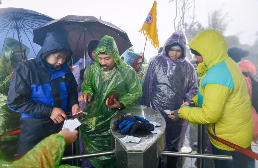 Hàng nghìn người lên đỉnh Fansipan dưới mưa rét -4 độ C-3