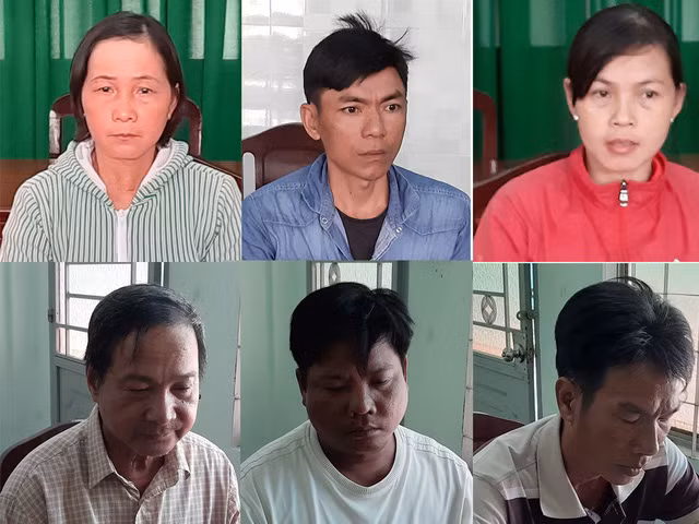 Các đối tượng khai nhận hành vi chiếm đoạt tài sản tại cơ quan điều tra.