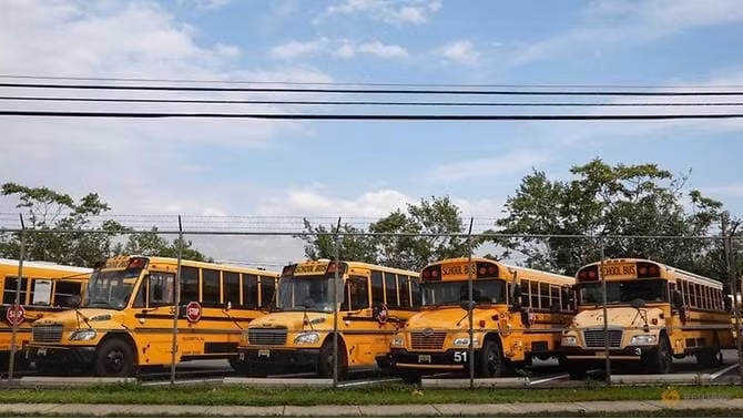 Xe buýt trường học Mỹ tại New Jersey.