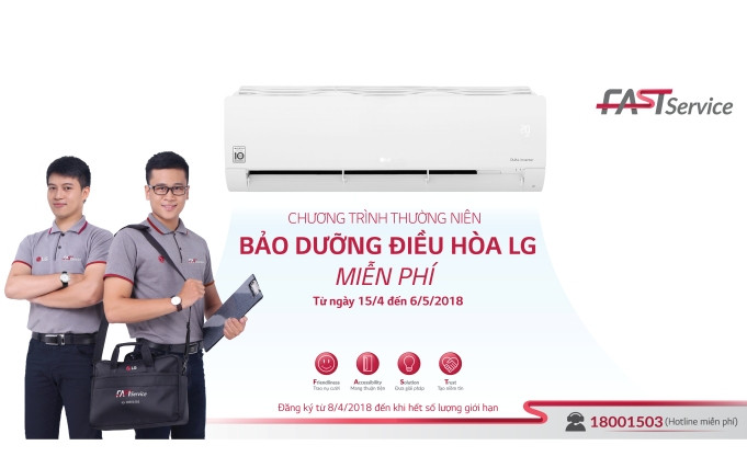 Chương trình chăm sóc khách hàng sử dụng điều hòa của LG được triển khai tại Hà Nội và TPHCM từ 15/4 đến 6/5