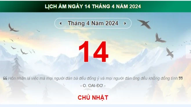 Lịch âm hôm nay - Xem lịch âm ngày 14/4