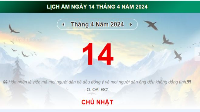 Lịch âm hôm nay - Xem lịch âm ngày 14/4