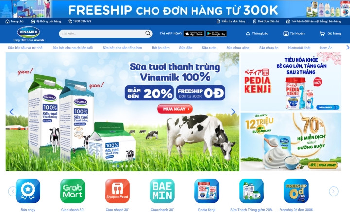 Vinamilk đẩy mạnh kênh mua hàng trực tuyến nhằm gia tăng trải nghiệm mua sắm cho người tiêu dùng.