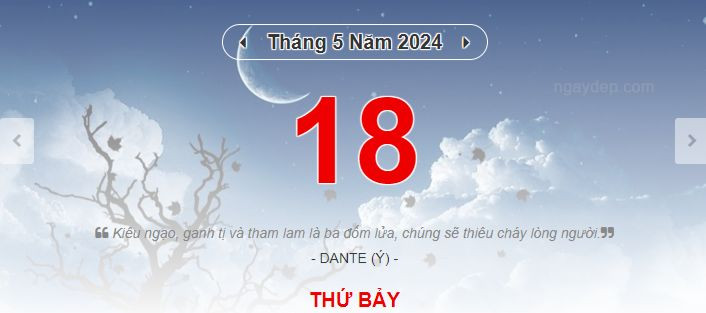 Lịch âm hôm nay - Xem lịch âm ngày 18/5