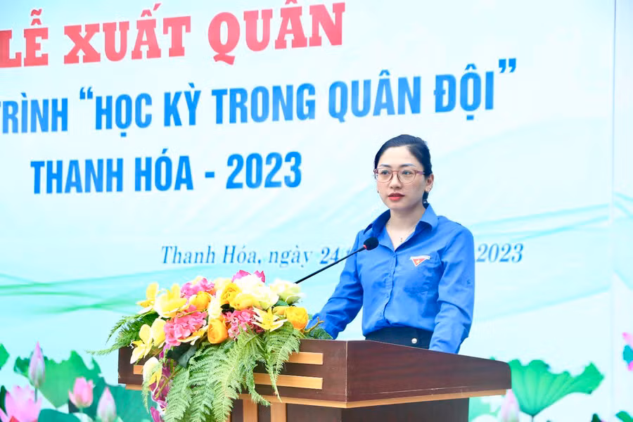 Bà Phùng Tố Linh - Phó Bí thư Tỉnh đoàn Thanh Hóa phát biểu.