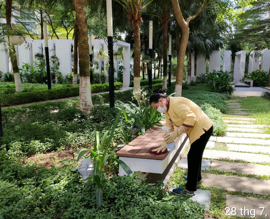 Cảnh quan không gian xanh mướt tại dự án khu dân cư do TNPM quản lý vận hành