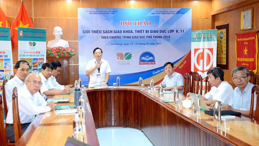 Quang cảnh hội thảo tại điểm cầu Sở GD&ĐT tỉnh An Giang.