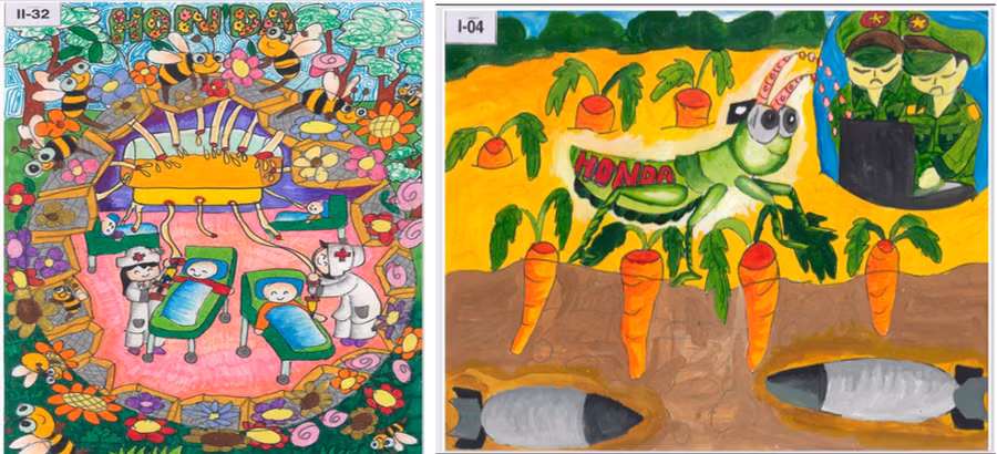 Tác phẩm “Bệnh viện tổ ong Honda điều chế nọc độc ong mật, điều trị bệnh ung thư” và tác phẩm “Cào cào Honda dò tìm và tháo, gỡ bom mìn còn sót dưới đất an toàn” đạt giải Ba.