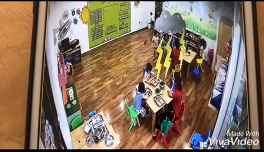 Hình ảnh cắt từ video được camera cơ sở giáo dục mầm non Maple Bear Westlake Point ghi lại. (video bạn đọc cung cấp)