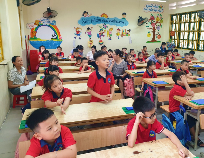 Tiết học chuyên đề “Rèn kỹ năng phát âm” tại trường Tiểu học Lê Ngọc Hân.