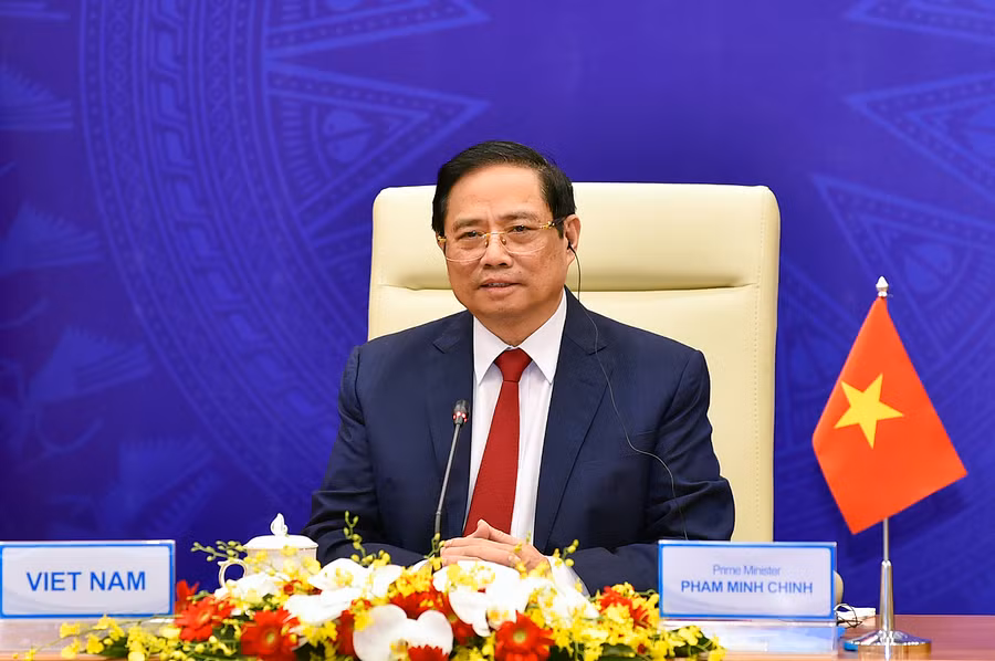 Thủ tướng Chính phủ Phạm Minh Chính phát biểu tại Hội nghị Tương lai châu Á lần thứ 26. Ảnh: VGP/Nhật Bắc.