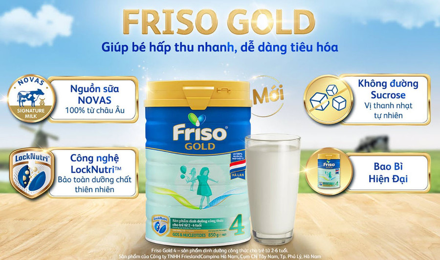 Đột phá từ Friso Gold mới: Nguồn sữa Novas chứa đạm nhỏ tự nhiên, giúp bé tiêu hoá dễ dàng