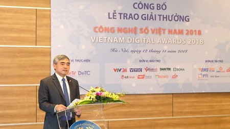 Ông Nguyễn Minh Hồng, Thứ trưởng Bộ Thông tin và Truyền thông, Chủ tịch Hội Truyền thông số Việt Nam, phát biểu tại buổi công bố lễ trao Giải thưởng