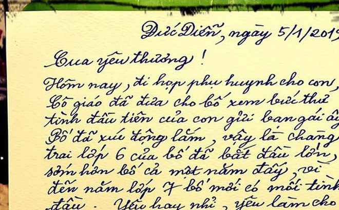 Thấy thư tình của con gửi bạn gái, ông bố ứng xử khiến dân mạng “phục sát đất“