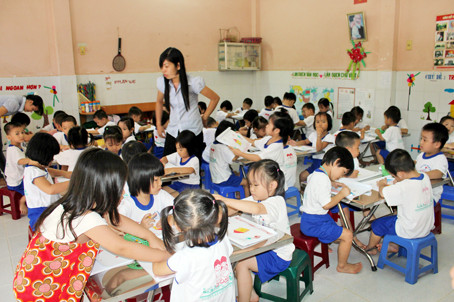 Nhiều lớp học ở bậc MN tại TP Biên Hòa đang ken dày học sinh
