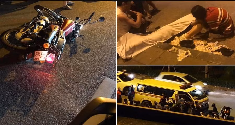 Hiện trường vụ TNGT trong đêm.