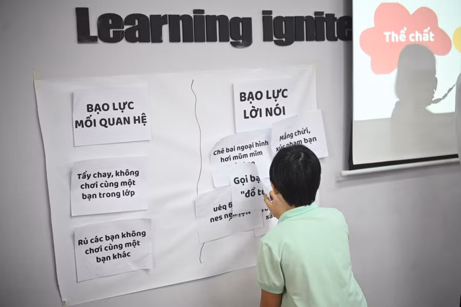 Bạo lực học đường thường được thể hiện ở dạng lời nói hoặc hành động.